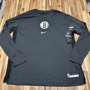 Brooklyn Nets Shirt Mens XLT Gray Nike NBA Basketball Team Issued Warm Up NWT